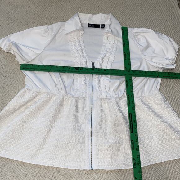 INC International Concepts Blouse Fully Open Ruffle SHIRRED 18W Zipper - Picture 6 of 6